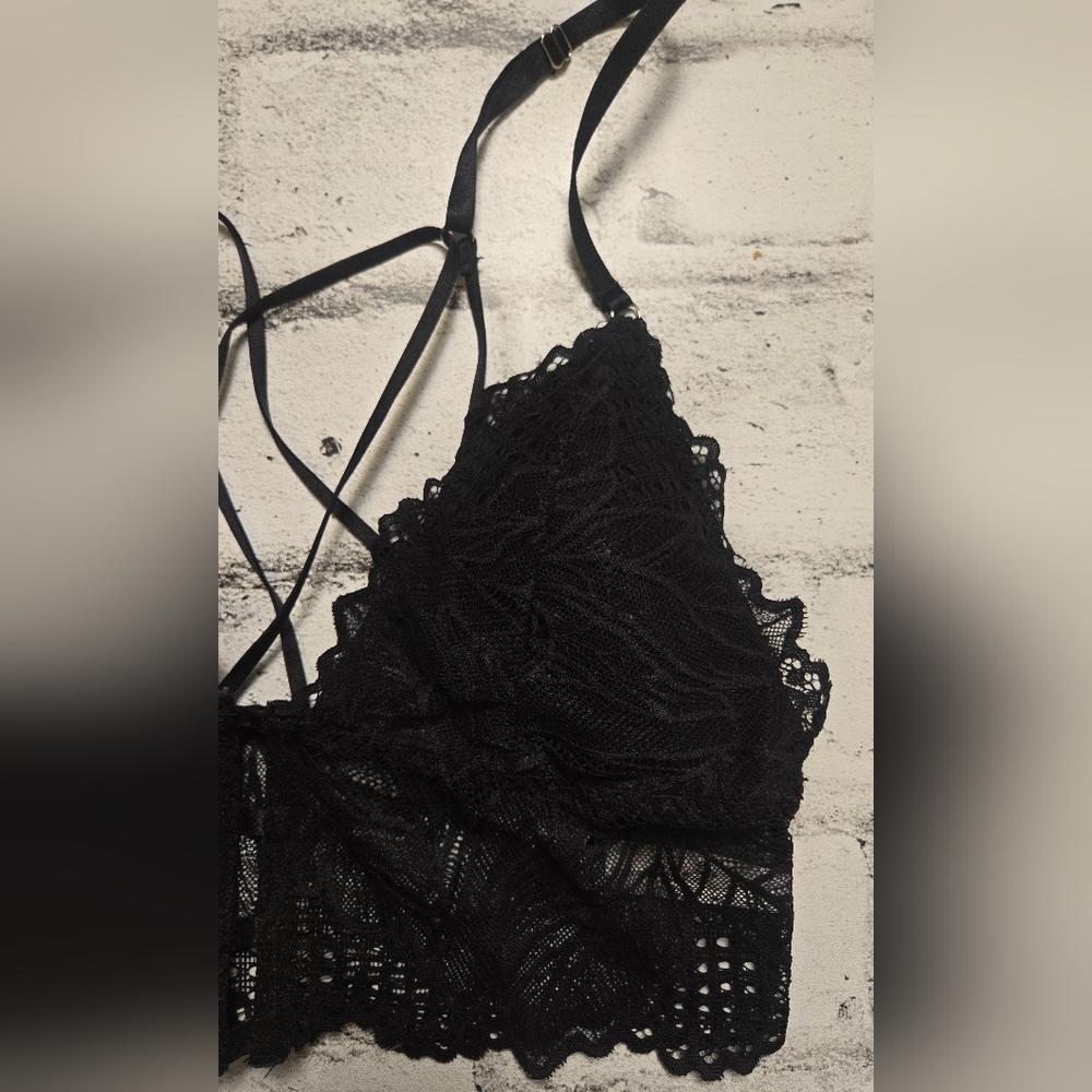Lace Bralette Bundle M Rose & Vine Black Red Set - Picture 10 of 13